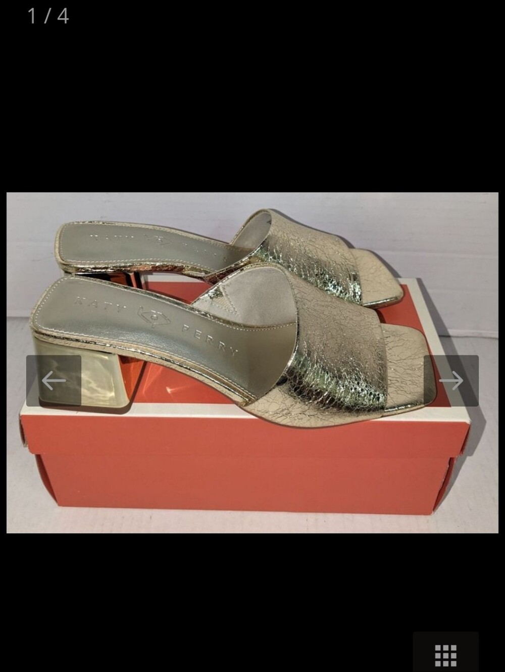 Katy Perry Collections Metallic Gold Crinkle Slide Mules Size 8